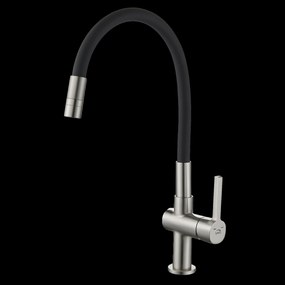 Laveo Alita, stojanková drezová batéria s elastickým ramenom, 2-funkčný výtok, čierna matná-brúsená oceľ, LAV-BVA_362D