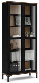 Čierna/v prírodnej farbe vitrína v dekore orecha 89x203x36 cm Roomers – Tvilum