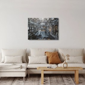 Sklenený obraz interiéru starej budovy (70x50 cm)