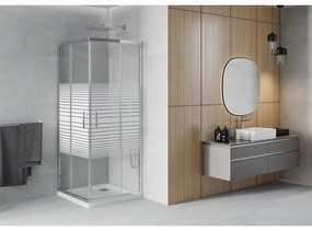Mexen Rio štvorcový sprchovací kút 70 x 70 cm, 6mm sklo, číre sklo/pásy, chrómový profil + slim sprchová vanička 5cm, 860-070-070-01-20-4010