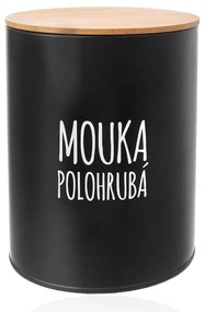 Dóza na potraviny, plechová, čierna, s bambusovým vrchnákom, 2,3l, MÚKA POLOHRUBÁ