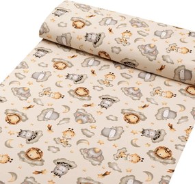 Biante Detské bavlnené posteľné obliečky do postieľky Sandra SA-534 Africké zvieratká na obláčikoch na sivobéžovom Do postieľky 90x130 a 40x60 cm