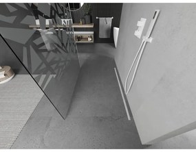 Mexen Kioto, priechodná sprchová zástena 100 x 200 cm, 8mm sklo číre/biely vzor, 2x biela stabilizačná rozpera, 800-100-002-20-85