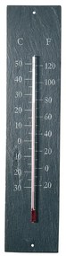 Nástenný bridlicový vonkajší teplomer Esschert Design Plain, 45 x 10 cm