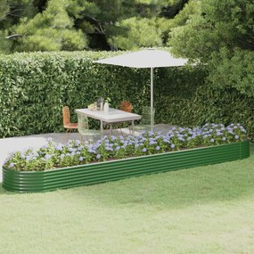 Vyvýšený záhradný záhon práškovaná oceľ 507x100x36 cm zelený 319008
