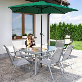 PreHouse Záhradný stôl 150cm: kov + sklo, šedý