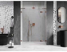 Mexen Lunar L, výklopné pravé sprchové dvere 160 cm, 8mm číre sklo, ružové zlato profil, 834SL-160-050-60-00-P