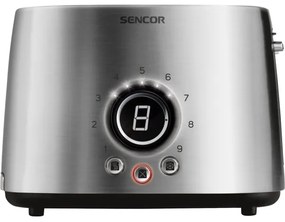 Sencor - Hriankovač s dvoma otvormi a rozpekačom 1000W/230V strieborná