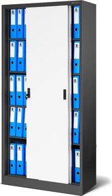 Kovová skriňa s posuvnými dverami KUBA: antracitovo-biela 90x185 cm (915)