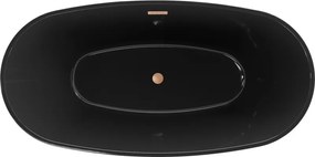 Mexen Eris, voľne stojaca vaňa 170 x 80 cm, čierna,  medený prepad, 53441708070-65