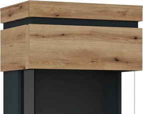 Vysoká vitrína Corte, dub coast/tmavo šedá, pravá