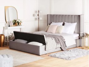 Manželská posteľ 140 cm NAIROBI (textil) (sivá) (s roštom). Vlastná spoľahlivá doprava až k Vám domov. 1023104