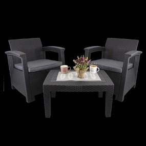 Garden Line ZÁHRADNÝ NÁBYTOK - ANTRACIT (2 KRESLÁ, STÔL)