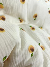 Letné mušelínové obliečky Peach 140x200 – broskyňový motív, 100 % bavlna, jemné, priedušné, hypoalergénne