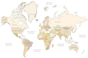 Tapeta mapa sveta s vintage prvkami - 150x100