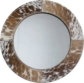 Zrkadlo Mina s opierkou a lemovaním z hovädzej kože hnedo bílé- 25 * 25cm