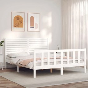 Rám postele s čelom biely masívne drevo veľkosť King 3193212