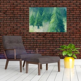 Obraz - Maľované ihličnany (90x60 cm)