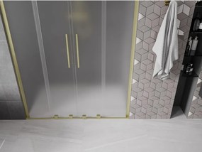 Mexen Velar L Duo, posuvné sprchové dvere do otvoru 140 cm, 8mm sklo námraza, zlatá matná, 871-140-003-32-55