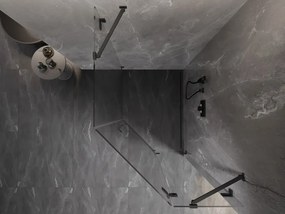 Mexen Lunar, päťuholníkový sprchový kút naklápací vpravo 80 x 100 cm, 8mm číre sklo, profil grafit brúsený, 831-080P-100L-66-00-P