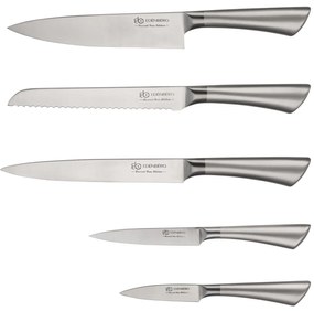 6 dielna sada nožov v stojane v štýlovom drevenom stojane