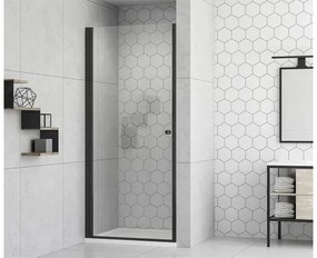 Sprchové dvere s otočnými dverami form&style MODENA 90 x 195 cm profil čierny číre sklo povrchová úprava skla odpudzujúca nečistoty rýchlomontážny systém