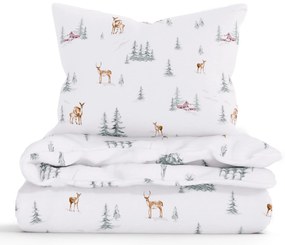Vianočné predĺžené bavlnené obliečky Renforcé - Zimný les