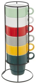 Keramický hrnček so stojanom Colorama 200 ml sada 6ks