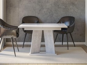 Jedálenský stôl Josiah, Farby: biely lesk / betón