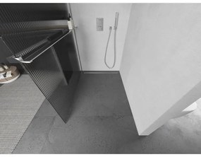 Mexen Kioto, sprchová zástena s poličkou a vešiakom na uteráky 90 x 200 cm, 8mm sklo s rebrovým vzorom, chrómový profil, 800-090-121-01-09