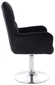 LuxuryForm DESIGN Kreslo AURORA VELUR na striebornom tanieri - čierne