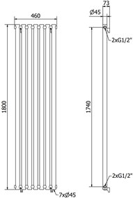 Mexen Texas, vykurovacie teleso 1800 x 460 mm, 719 W, biela, W203-1800-460-00-20