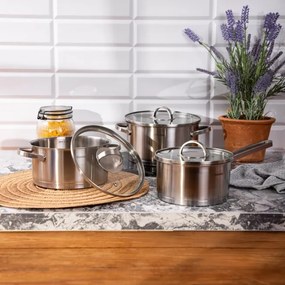 Sada šiestich hrncov EATALY strieborné 721786