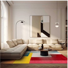 TA Viacfarebný geometrický abstraktný Koberec A092A D.TURQUOISE/CREAM ATLANTA FMM Rozmer: 80x150 cm