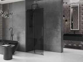 Mexen Velar, sprchová zástena s posuvnými dverami Walk-in 80 x 200 cm, 8mm šedé sklo, grafit brúsený, 871-080-000-43-66