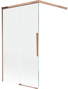 Mexen Rox, 2-krídlová posuvná vaňová zástena 100 x 150 cm, 8mm číre sklo, ružové zlato profil, 8C9-100-003-60-00