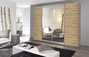 Šatníková skriňa Syncrono, 271 cm, dub artisan / zrkadlo