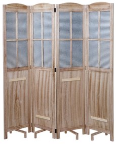 Paraván D26 s kvetináčmi drevo / plech - 170 x 161 cm - Hnedá