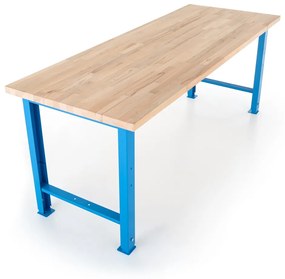 Výškovo nastaviteľný dielenský stôl Basic 220 x 80 cm, modrá