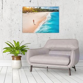 Sklenený obraz - Plážový beh (70x50 cm)