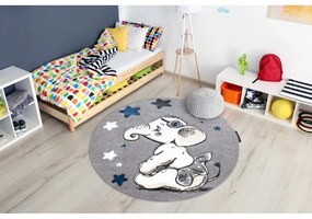 Detský kusový koberec Sloník sivý kruh 160cm