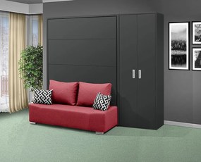 Nabytekmorava MOTOROVÁ VÝKLOPNÁ POSTEĽ s pohovkou VS 21065 MOT - 160x200 cm farba pohovky: Červená, Typ farebného prevedenia: Buk / dvere buk