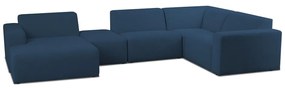 Tmavomodrá rohová pohovka z textílie buklé (do "U") Roxy – Scandic