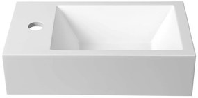 Sapho Sapho, AMAROK liaty mramor umývadlo 40x11x22cm, biele, batéria vľavo, AR400