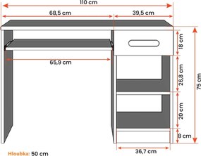 Písací stôl SMYK - biely (viac variant)