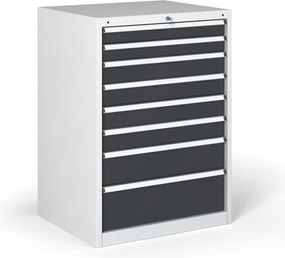 Dielenská zásuvková skriňa na náradie G345, 7 zásuviek, 881 x 653 x 1000 mm, grafit