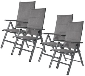 Livarno home Hliníkové kreslo Toronto s vysokým operadlom, antracitové, 4 kusy  (800008984)