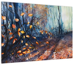 Sklenený obraz - Lúče jesenného slnka (70x50 cm)