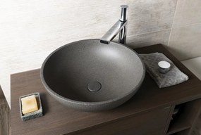 Sapho Sapho, TURF betónové umývadlo vrátane výpusti, priemer 44 cm, čierny granit, AR436