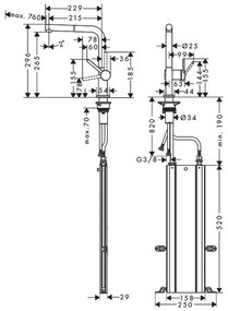 Hansgrohe M54, drezová batéria Talis s výsuvnou koncovkou, sBox, vzhľad nerezový 72809800